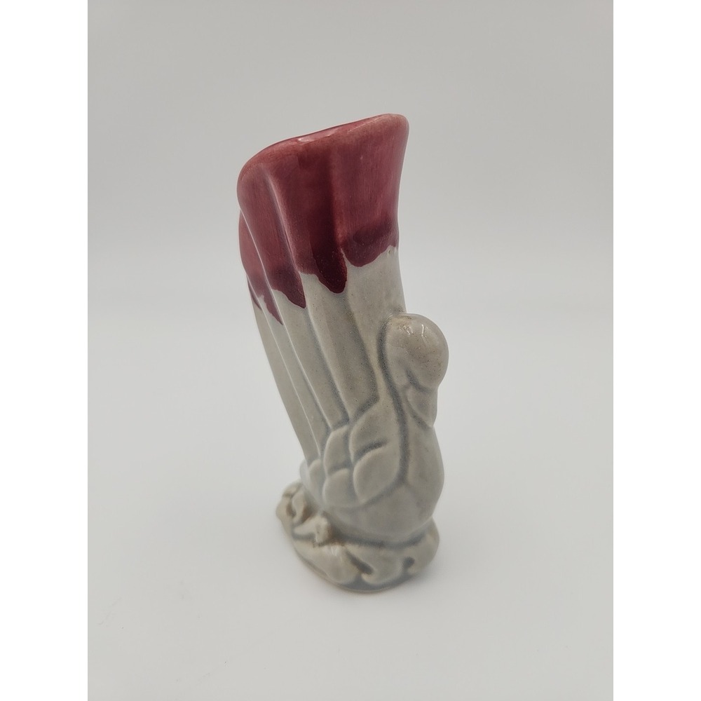 Vintage Shawnee Miniature Ceramic Grayish Blue & Red Swan Planter Vase 725